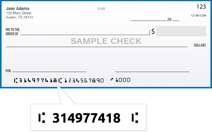 Routing number check image